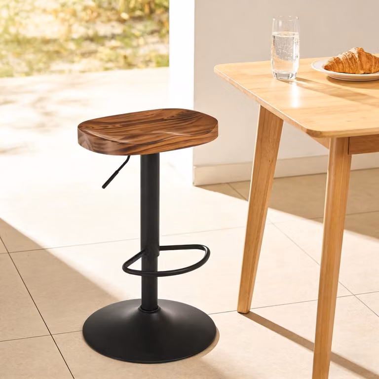 REDOM Barkruk - Draaibaar en In Hoogte Verstelbaar - Modern - Rustiek Bruin - B/D/H: 41,5 x 31,5 x 60-81 cm