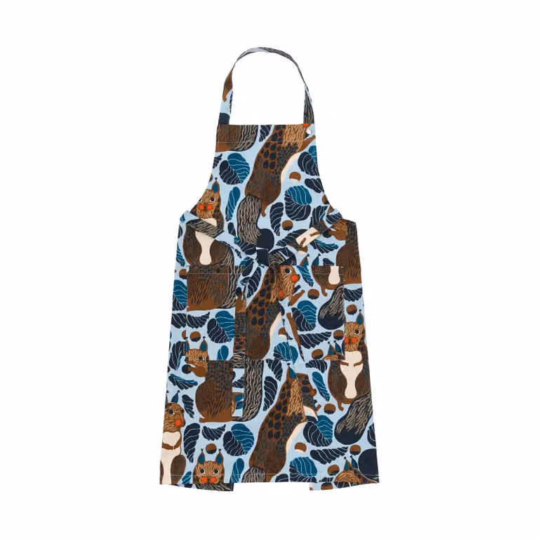 Marimekko Pieni Kurre schort voor kinderen Sky blue-multicolour