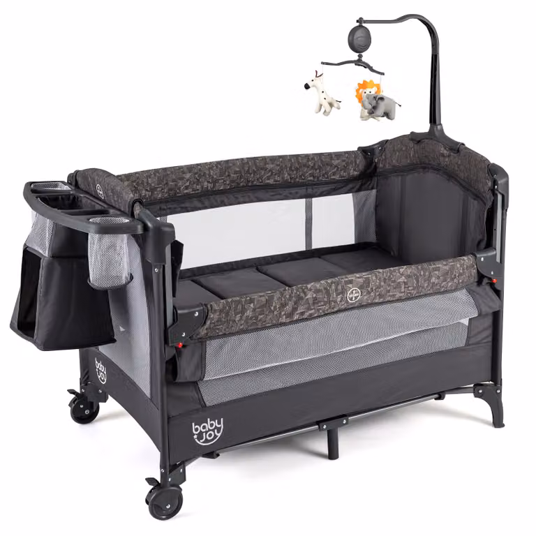 Costway 5 in 1 Reisbed met Verschoningsmatje en Speelhekje voor Baby's