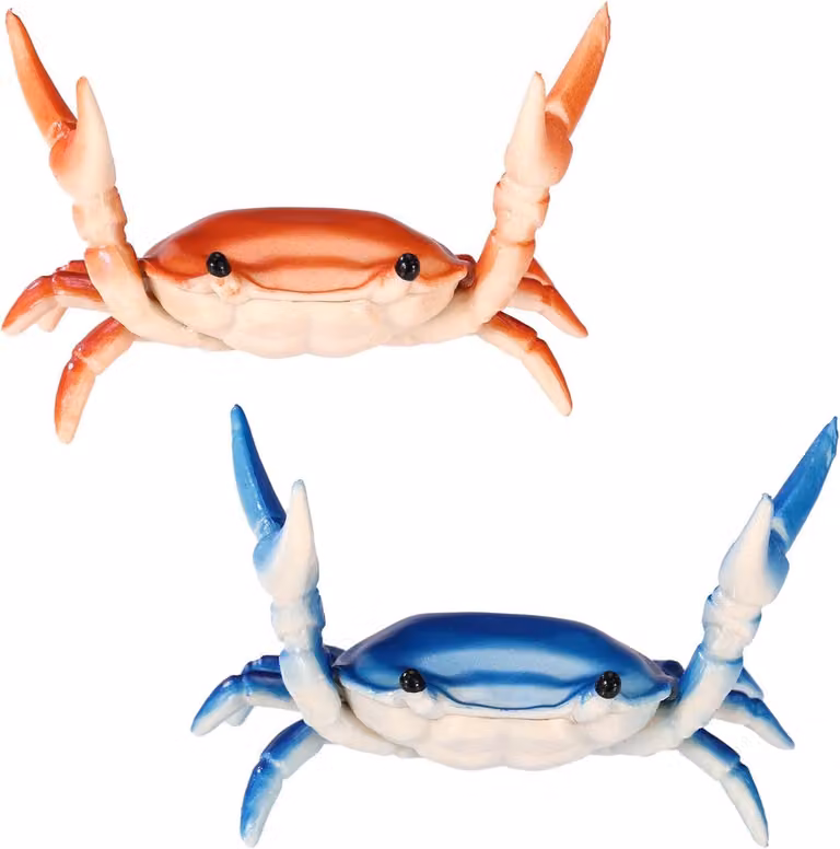 Set van 2 Creatieve Krab Pennenhouders - Gewichtheffende Krab Vorm Pennenstandaard en Bureau Organiseerder - Blauw en Rood