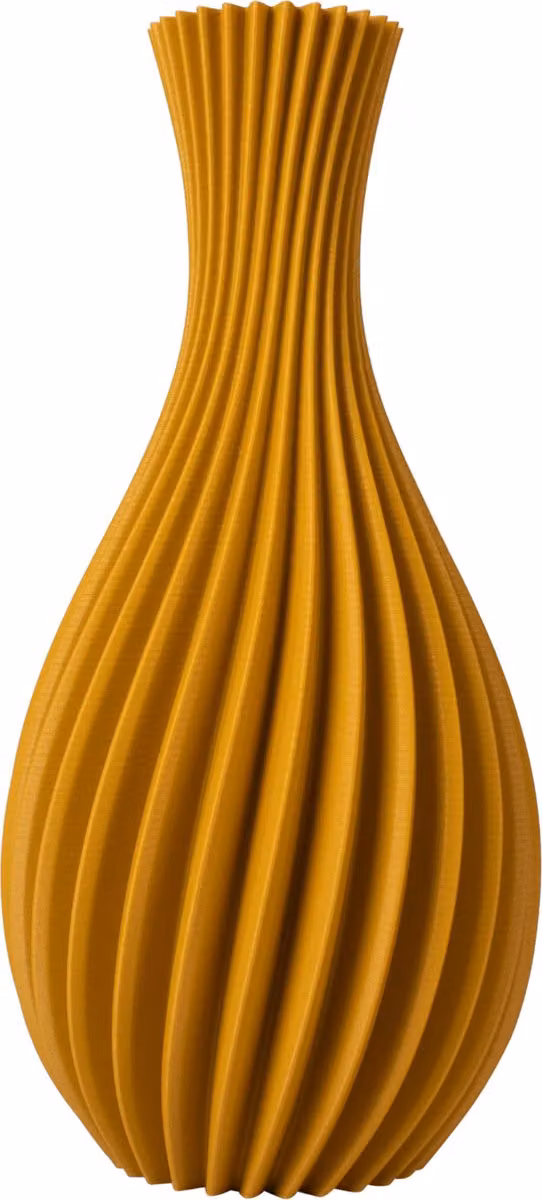 Slimprint Vaas ROSA Okergeel Spiraal Vaas van Gerecycled Biokunststof voor Droogbloemen D: 19 cm, H: 40 cm