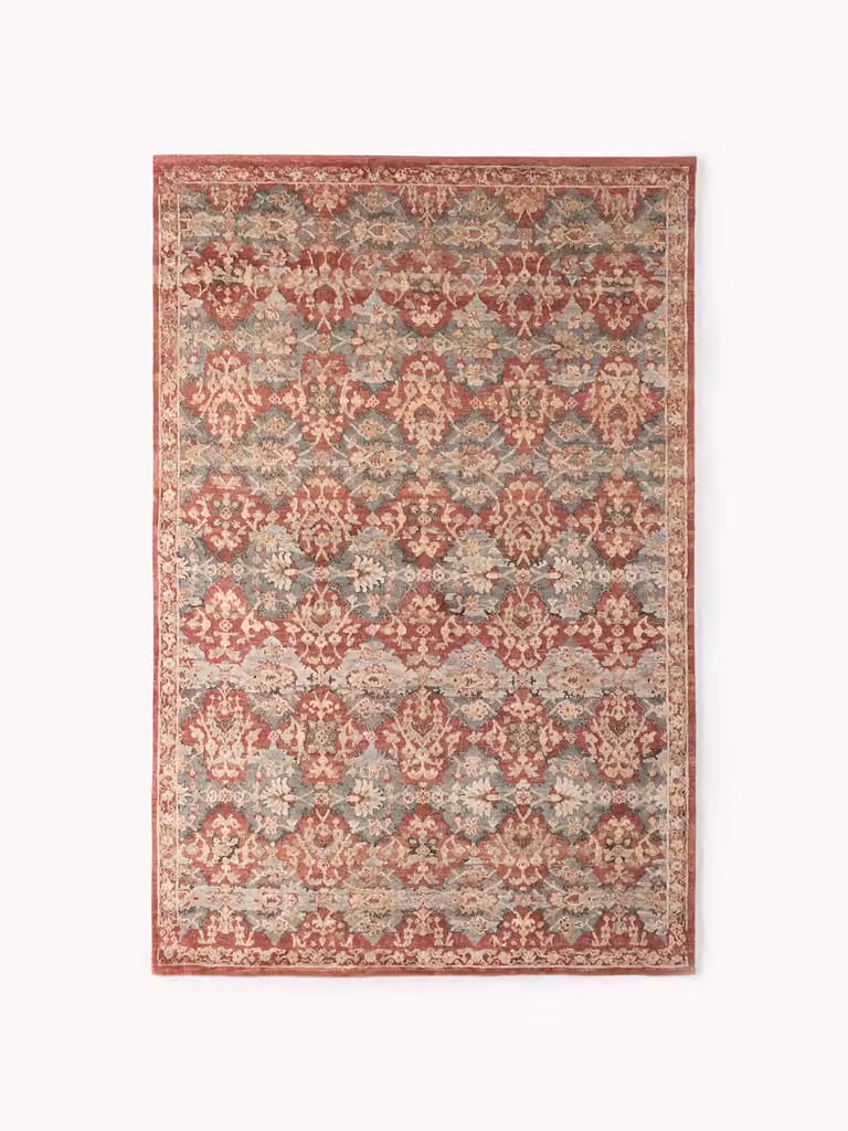 Westwing Collection Reva Handgeknoopt Hoogpolig Vloerkleed van Wol, Zijde en Katoen