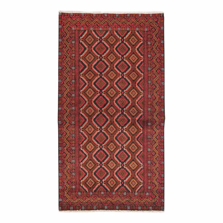 home24 Laagpolig vloerkleed Belutch geometrisch met wol, meerkleurig, B: 99 cm, D: 180 cm