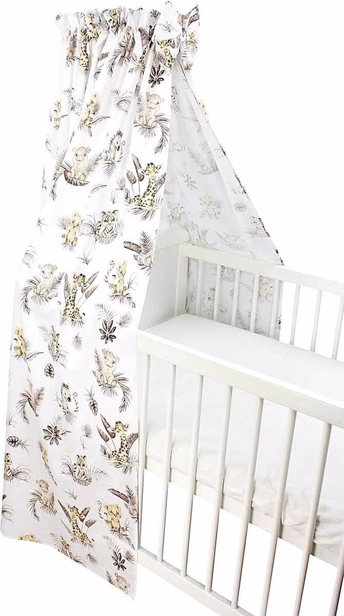 Ibenzoa Baby Bed Hemel met Leeuwenprint in Beige, 160 x 240 cm