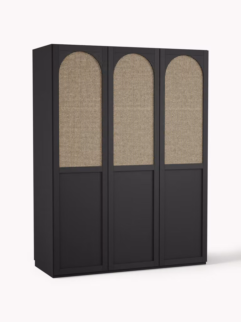 Westwing Collection Modulaire draaideurkast Jeanne met rattan en houtlook, Hoogte: 200 cm