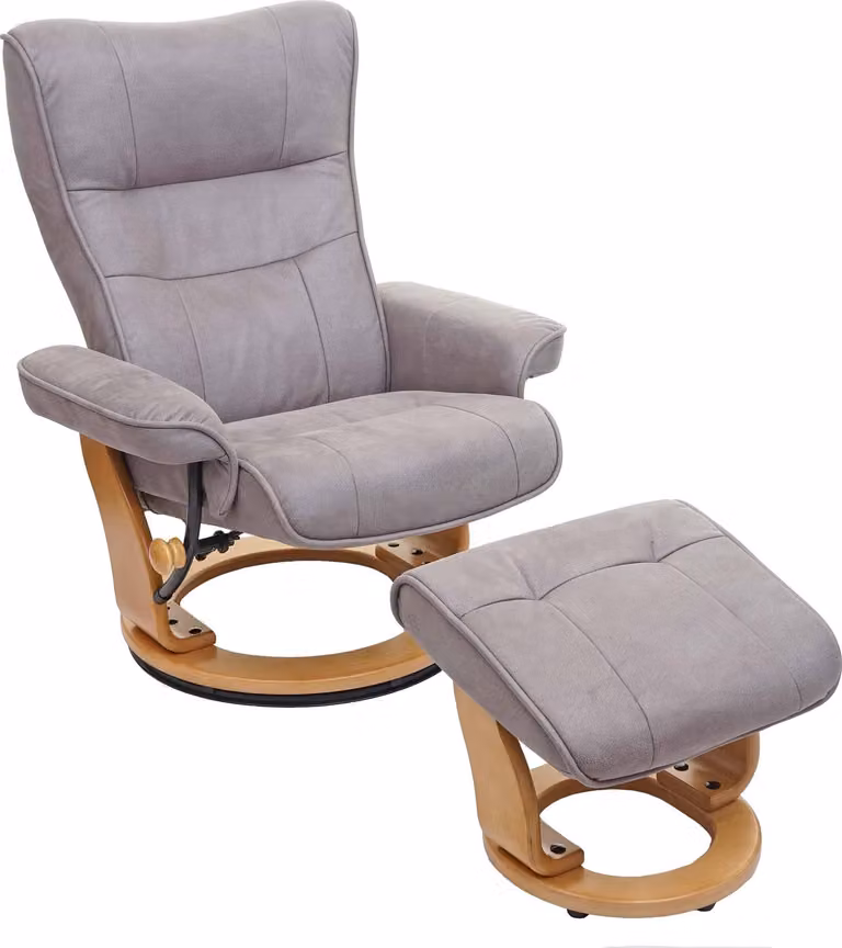 MCA Relax fauteuil Montreal tv-fauteuil met voetenbankje in lichtgrijs of natuurlijke bruin