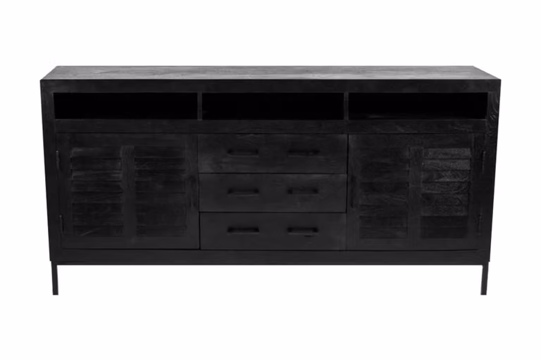 Kick Collection Nils Modern Dressoir met 3 lades, 2 deuren en 3 open vakken - Zwart