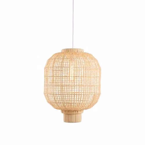 Light & Living Dorzan Hanglamp van Rattan en Hout in Bruin en Beige, B: 42 cm, H: 53,5 cm