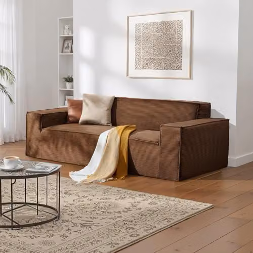 VEVOR Moderne Corduroy Bank Bruin, Lengte: 211 cm