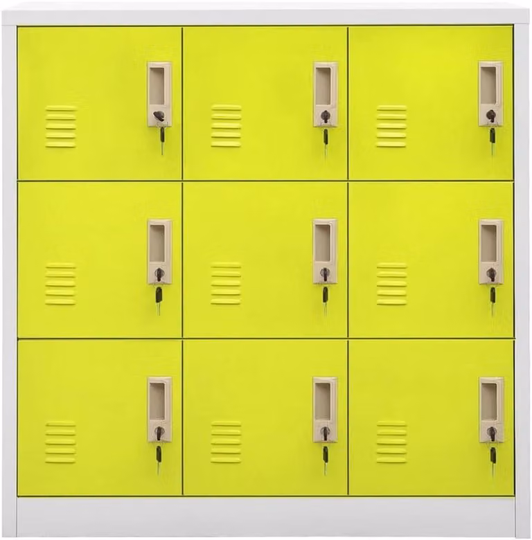 Robuuste metalen lockerkast set met slot in lichtgrijs, Hoogte: 92,5 cm