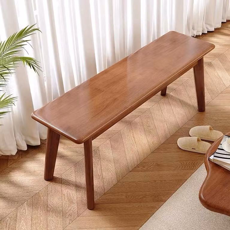 Houten Instapbank met Ronde Hoek in Natuurlijk Hout - Breedte: 30 cm