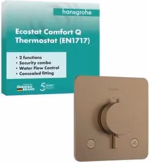 Hansgrohe Ecostat Comfort Q thermostaat inbouwmodel met 2 wateraansluitingen en geïntegreerde beveiligingscombinatie, geborsteld brons