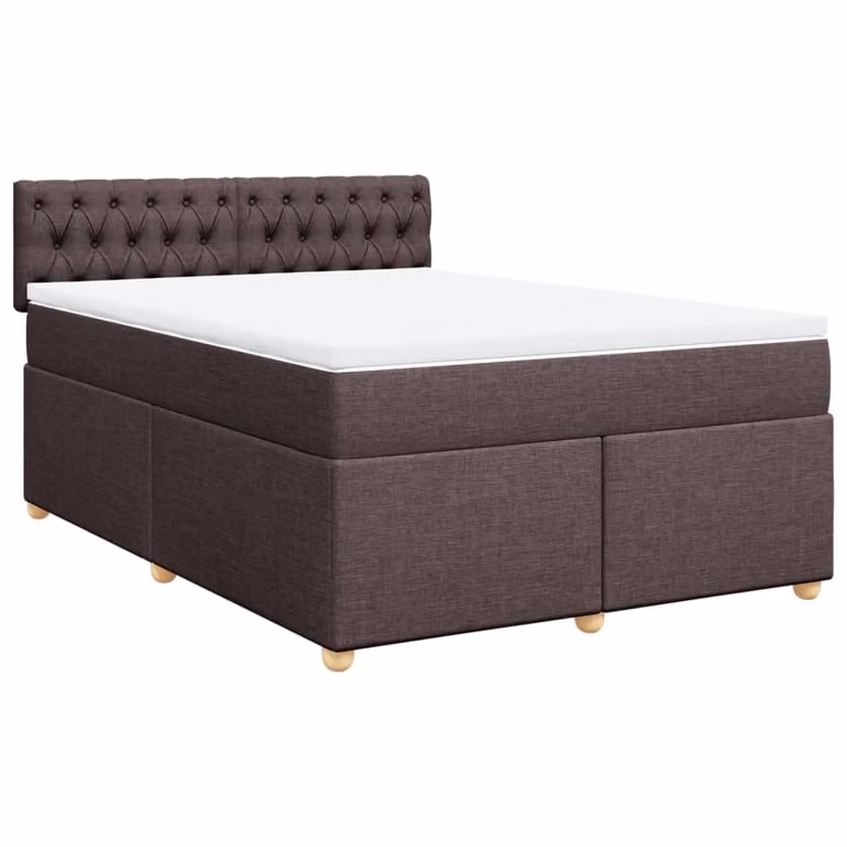 vidaXL Boxspringbed met matras, donkerbruin, gestoffeerd, B/D: 140 x 200 cm