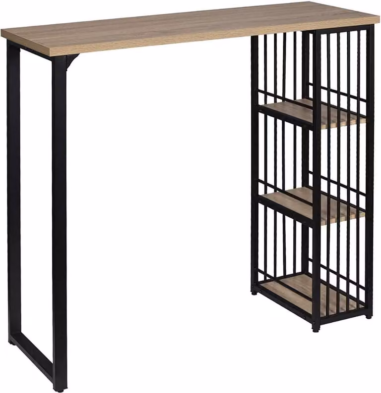 Bartafel Samia Bistro - Rechthoekig - Hout en Metaal - Zwart/Bruin - B/D/H: 120 x 40 x 105 cm