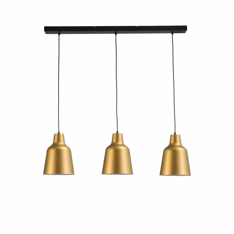 Masterlight Concepto eettafellamp goud/messing met 3 armaturen