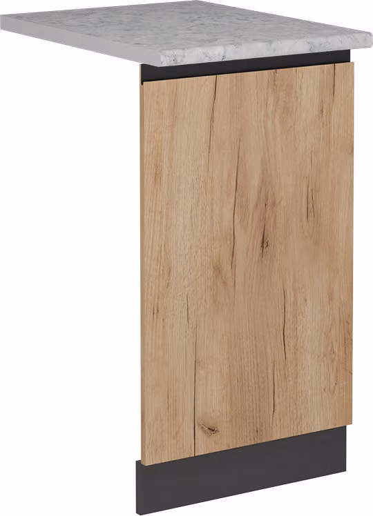 Vicco R-Line Vaatwasserfrontpaneel J-Shape Krachtige eik goud en WB Marmer, 45 cm, Model 55105