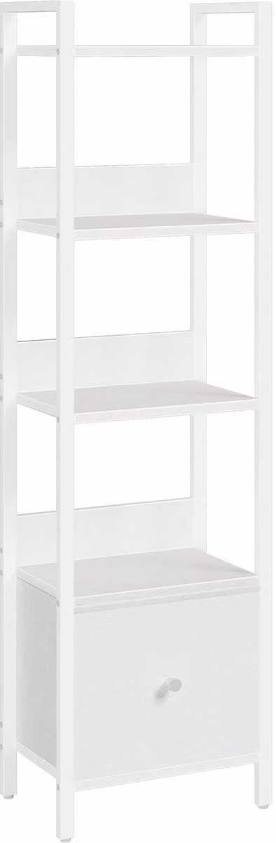 Vrijstaande Boekenkast met 5 Niveaus en Uitneembare Lade voor Kleine Ruimtes, Hoogte: 131 cm