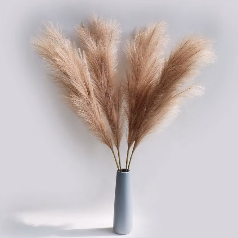 4 stuks Kunstmatige Pampasgras Lichtbruin - Grote Fluffy Rietgras Decoratie voor Vloervaas - Boho Minimalistische Decoratie voor Thuis en Bruiloft