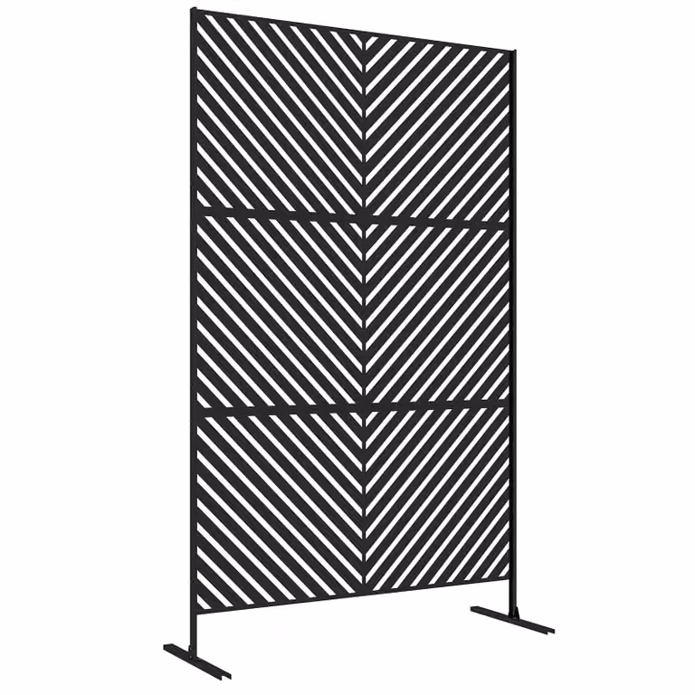 Outsunny Tuinafscheiding Modern Design Zwart Metaal H: 198 cm x B: 122 cm x D: 45 cm