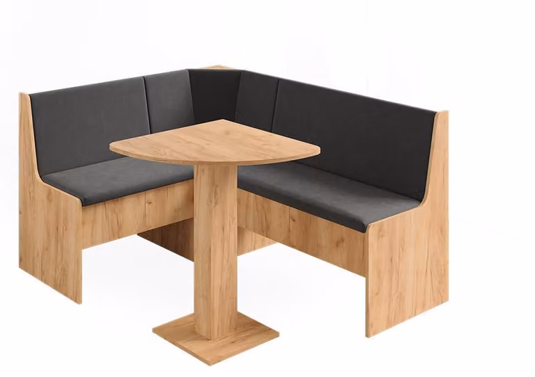 Vicco Ramon Hoekbankgroep met hoektafel, Goudkleurig Eiken, B/D/H: 137,6 x 92,8 cm