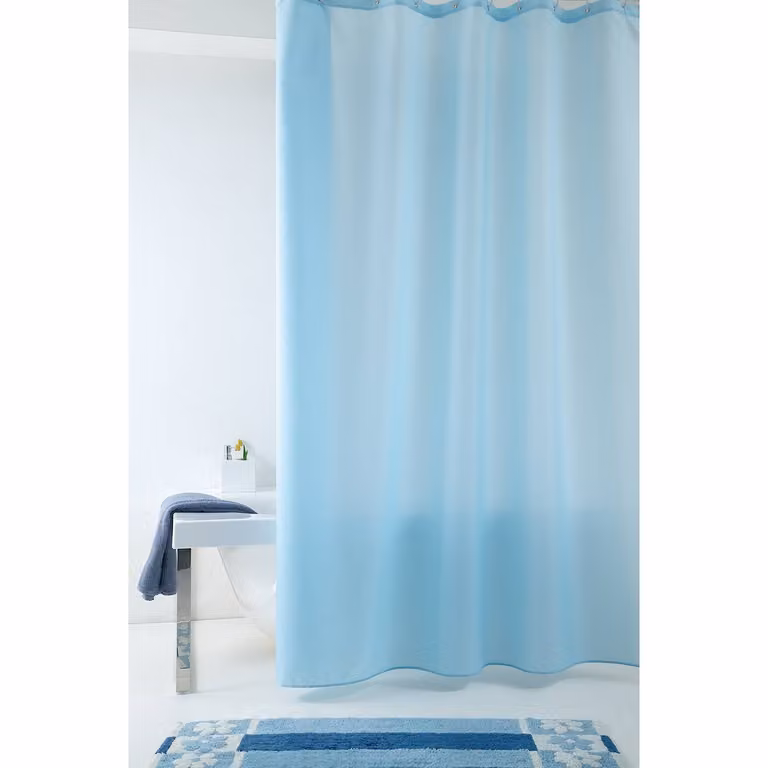 home24 Douchegordijn Impressa Blauw Polyester PVC B: 200 cm, H: 240 cm