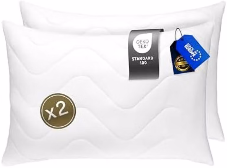 PromoHome Luxe Allergievriendelijk Hoofdkussen 2-delig - Ergonomisch met Ademende Microvezel Hoes - Breedte: 50 cm, Hoogte: 60 cm