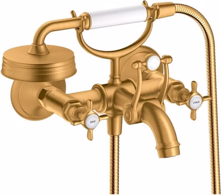 Axor Montreux Badarmatuur met twee grepen, DN 15, opbouwmontage, Geborsteld goud