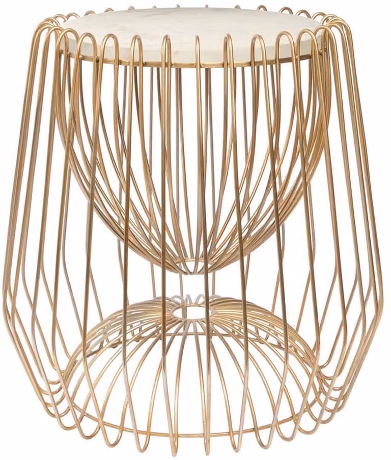 Padiro ronde bijzettafel - Wit - Marmerlook - Ø 50 x 51 cm