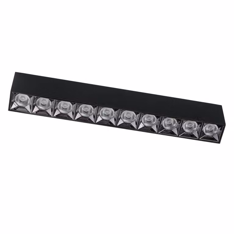 Lyora Zwarte opbouwspot Midi Led met 10 leds en warm wit licht (3000K)