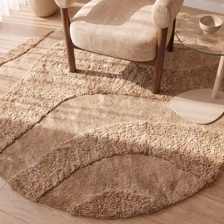 Label51 Rima Vloerkleed - Beige - Rond - Polyester - Diameter: 200 cm