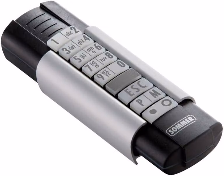 Handsender 868,95 MHz met 12 functies en verlichte toetsen, zwart/zilver, geschikt voor tuin- en garagedeuren