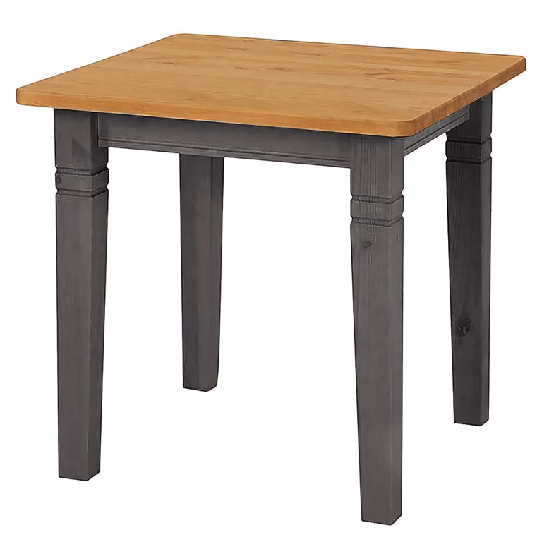home24 Eettafel Scandinavisch Design, Grenenhout, Grijs/Bruin, B/D/H: 78 x 78 x 78 cm