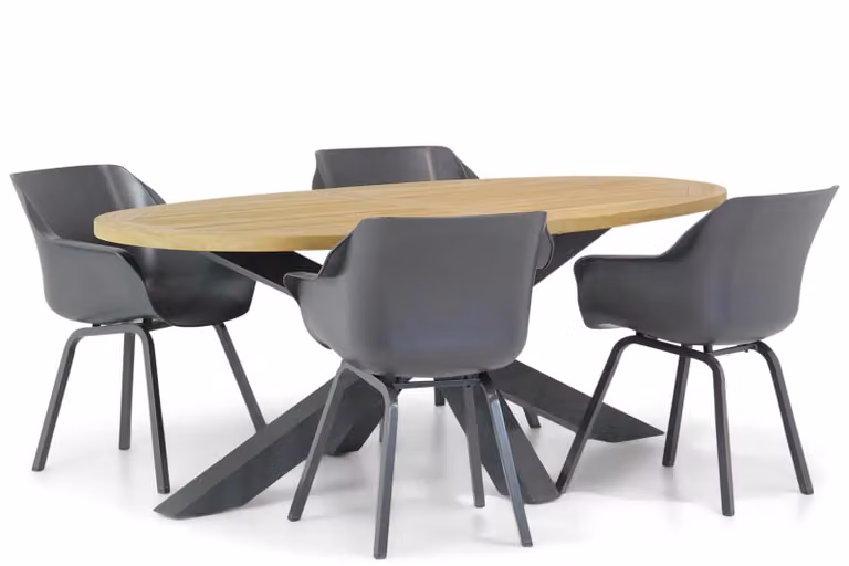 Hartman Sophie element/Brookline ovale dining tuinset van behandeld teak in bruin, 200 cm