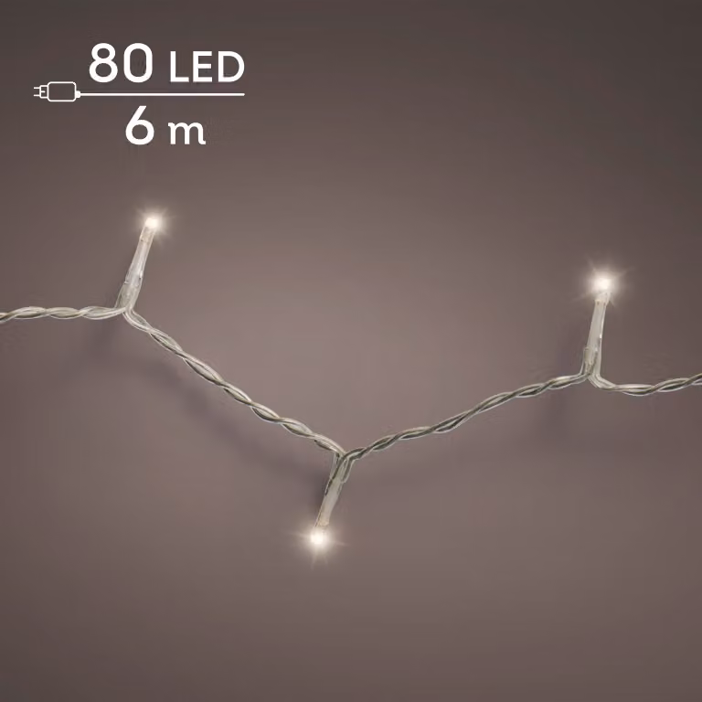 Lumineo Basic LED rijstlampjes transparant warm wit