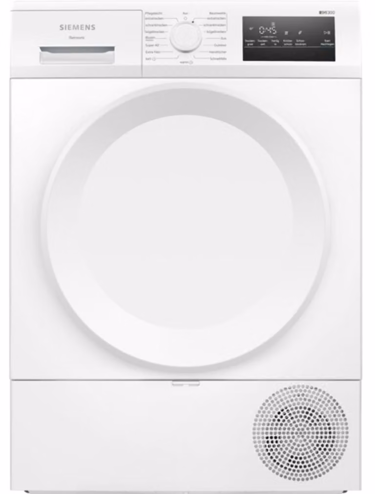 Siemens iQ300 WT43HV04 Warmtepompdroger, 8 kg, Wit, Sensorgestuurde droging met autoDry en kreukbescherming
