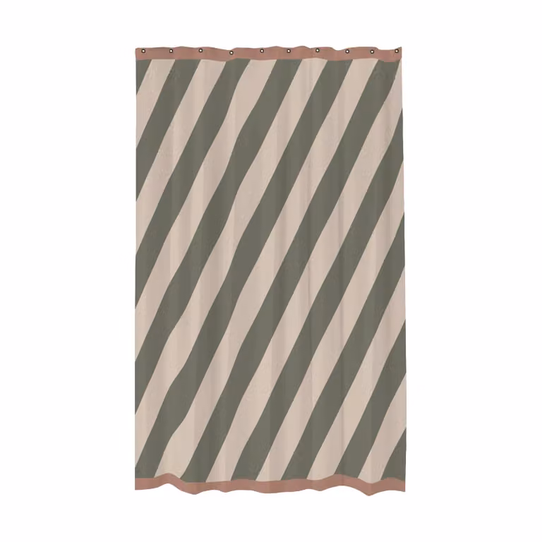 Mette Ditmer Diagonal douchegordijn Dark olive 150 x 200 cm