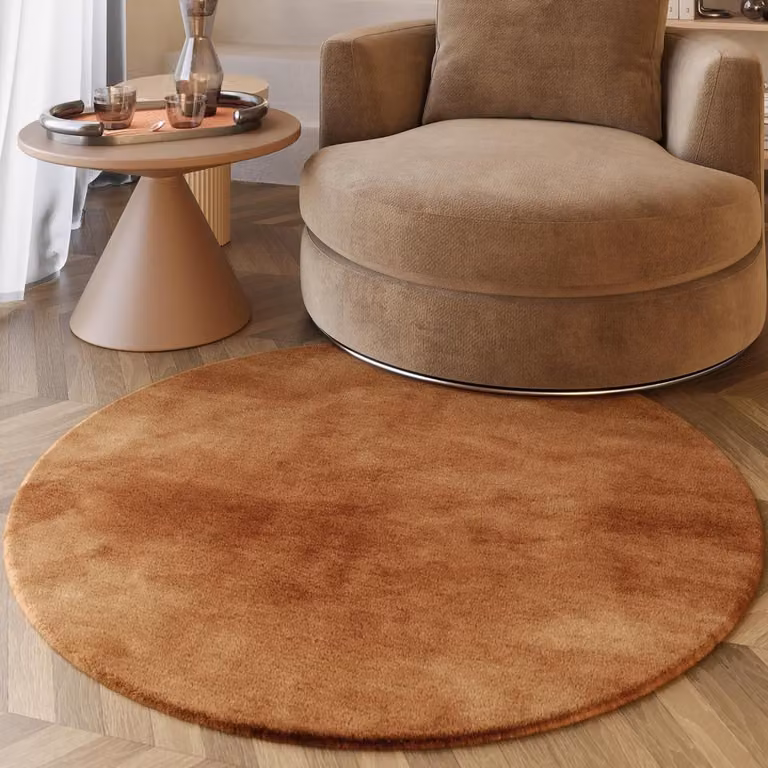 Esprit Alice Modern Hoogpolig Rond Tapijt - Terracotta - Diameter: 150 cm