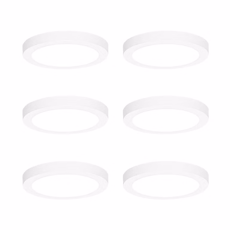 Qazqa Set van 6 ronde inbouw- of opbouwspots wit met dimbare LED, 18 cm