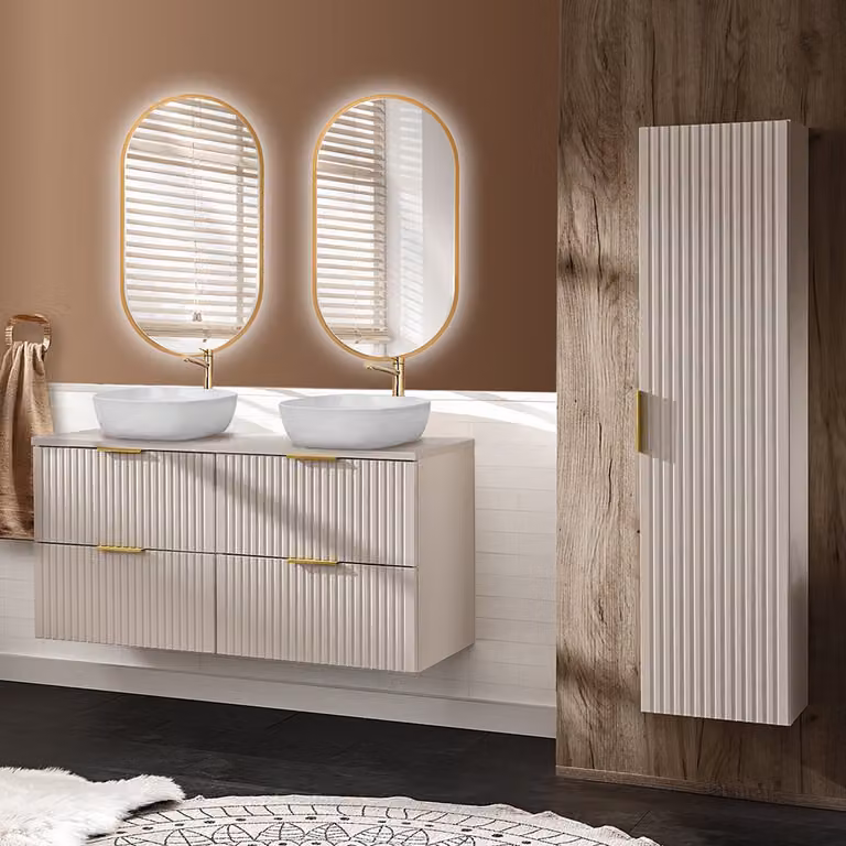 Lomadox Badkamermeubelset met 120cm wastafel, 4-delig, Kasjmier, ADELAIDE-56-CASHMERE