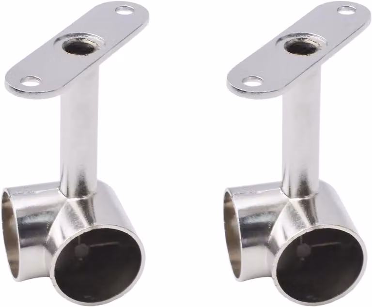 Set van 2 robuuste kledingrail steunbeugels van 25mm voor hoekkasten en garderobes, 90 graden, zilverkleurig