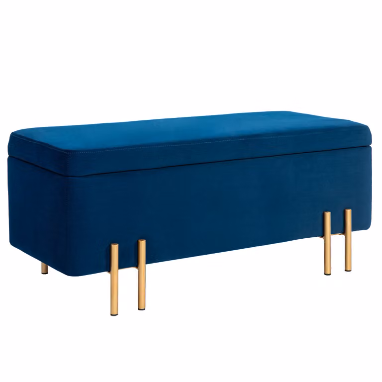 HOMCOM gepolsterde bank met opbergruimte in donkerblauw, B/D/H: 100 x 40 x 42 cm