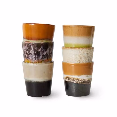 HKliving koffiekopje 70s set van 6, 180 ml