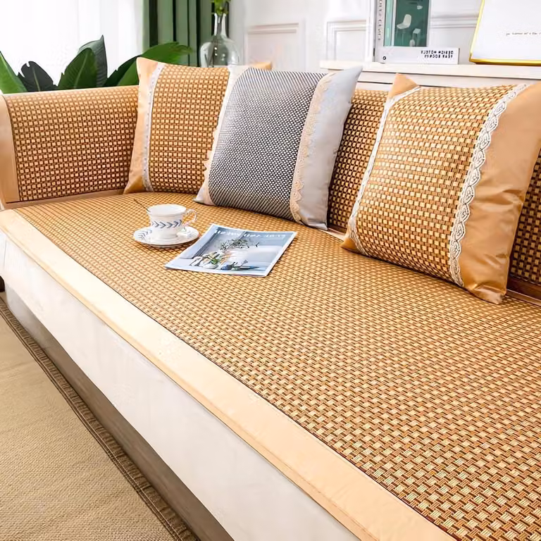 Zomerhoes meubels Rotan bankhoes - Natuurlijk - Waterafstotend - 70 x 150 cm