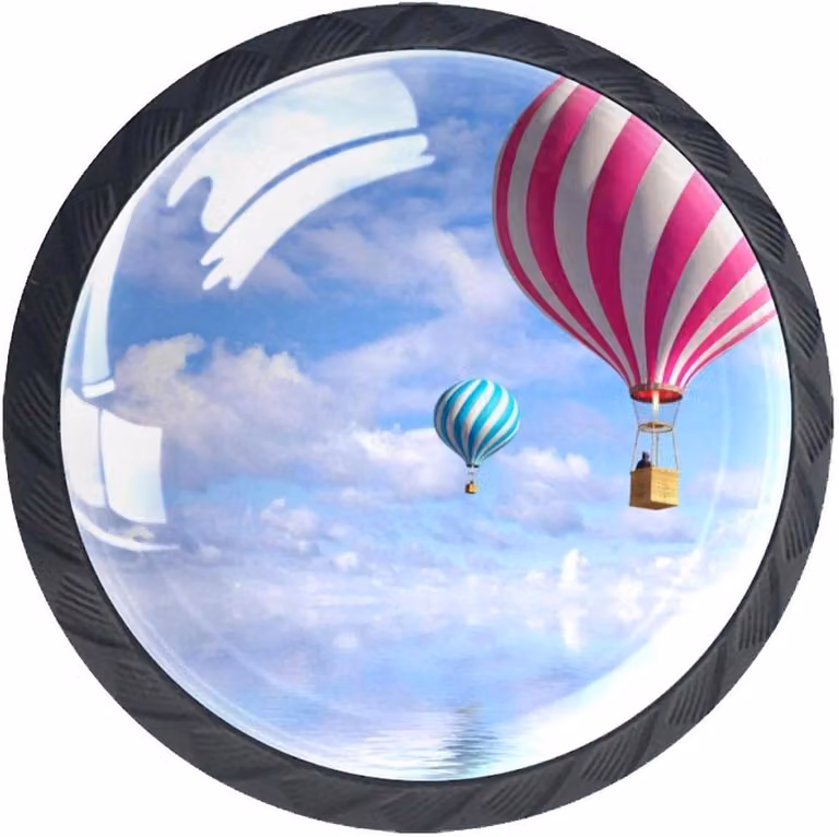 Set van 4 zwarte ladehandgrepen en meubelknopen in het model heteluchtballon voor het vernieuwen van je meubels
