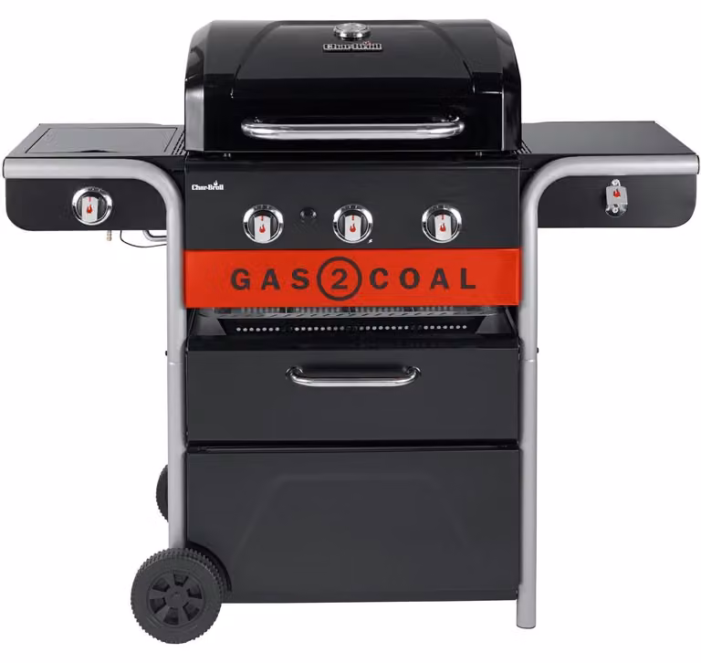 Char-Broil Gas2Coal 2.0 3B Barbecue voor houtskool en aardgas met onderstel en rooster