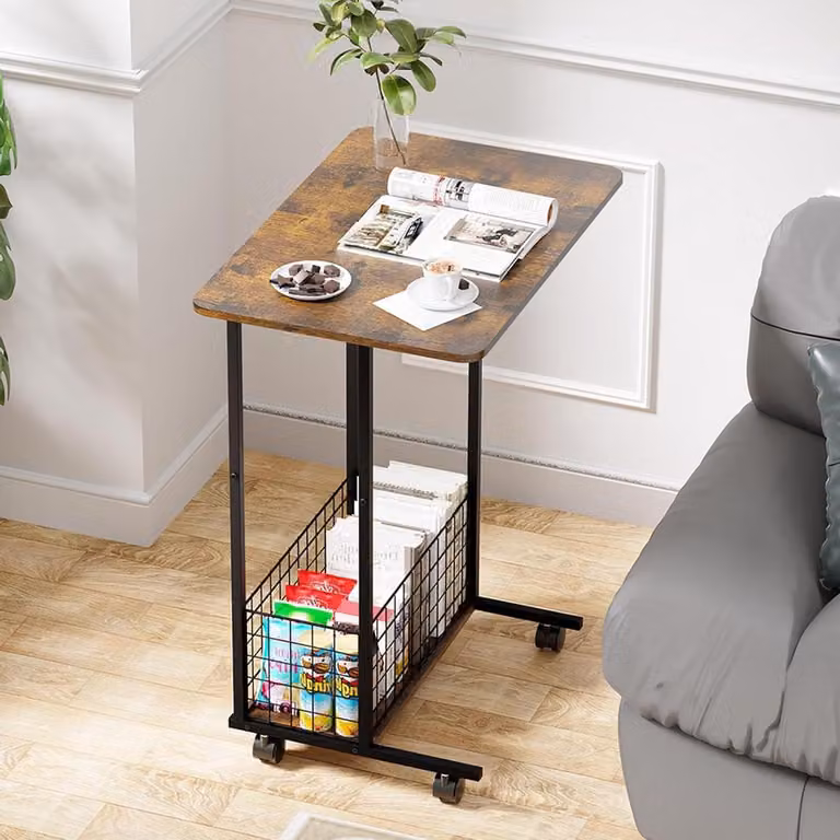 Mobiel bureau voor thuiswerken met afsluitbare wielen, rustiek bruin, Hoogte: 75 cm