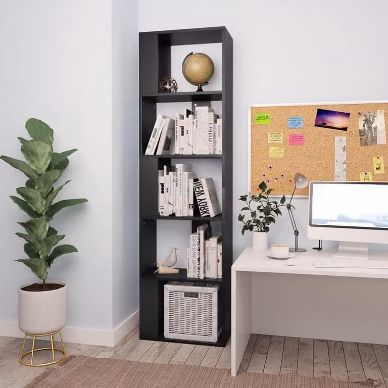 Zwarte Boekenkast Scheidingswand als Staand Opbergrek - B/D/H: 45 x 24 x 159 cm
