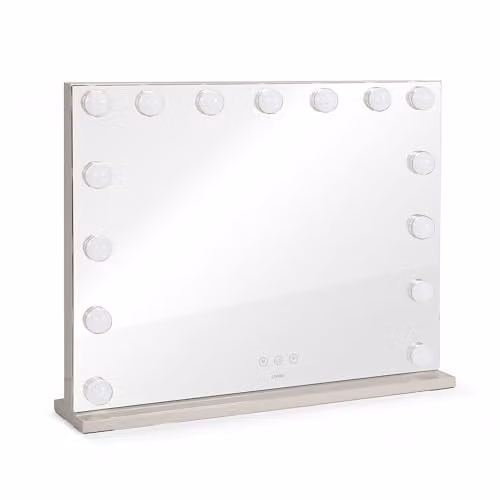 LIVOO Makeup spiegel DOS207 met 15 LEDs en 3 lichtmodi, grijs, B/D/H: 56 x 44 cm