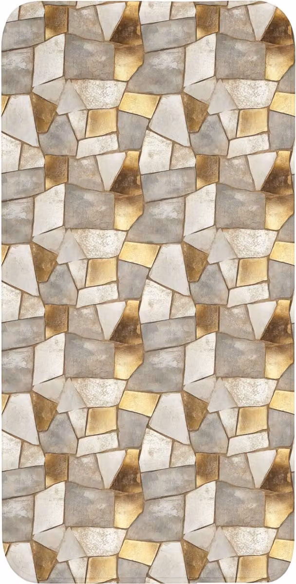 OnlyWow Badmat Mozaïek Marmer Goud met Antislip - 60 x 120 cm