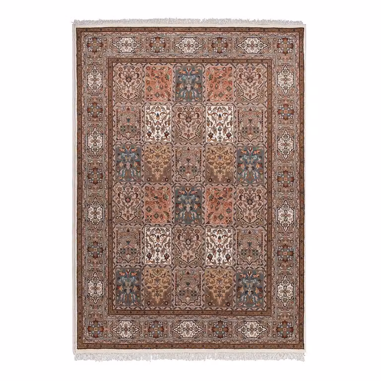 home24 Wollen vloerkleed Benares Bachtiari bruin/crèmekleurig B/D: 60 x 90 cm